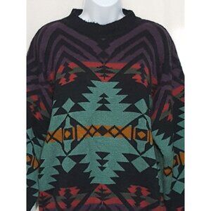 Kiyo Vintage Womens Pullover Sweater Size M Long Sleeve Southwestern Crew Neck